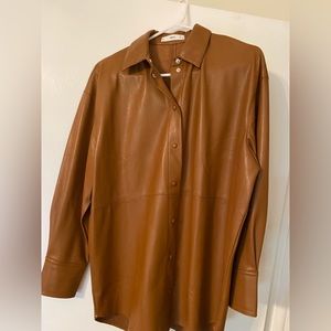 Mango faux leather shirt